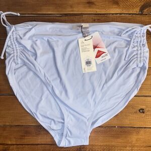 Calia Bikini Bottom Women's 1X Swim Collection Adjustable Ruched‎ Rise Blue NEW